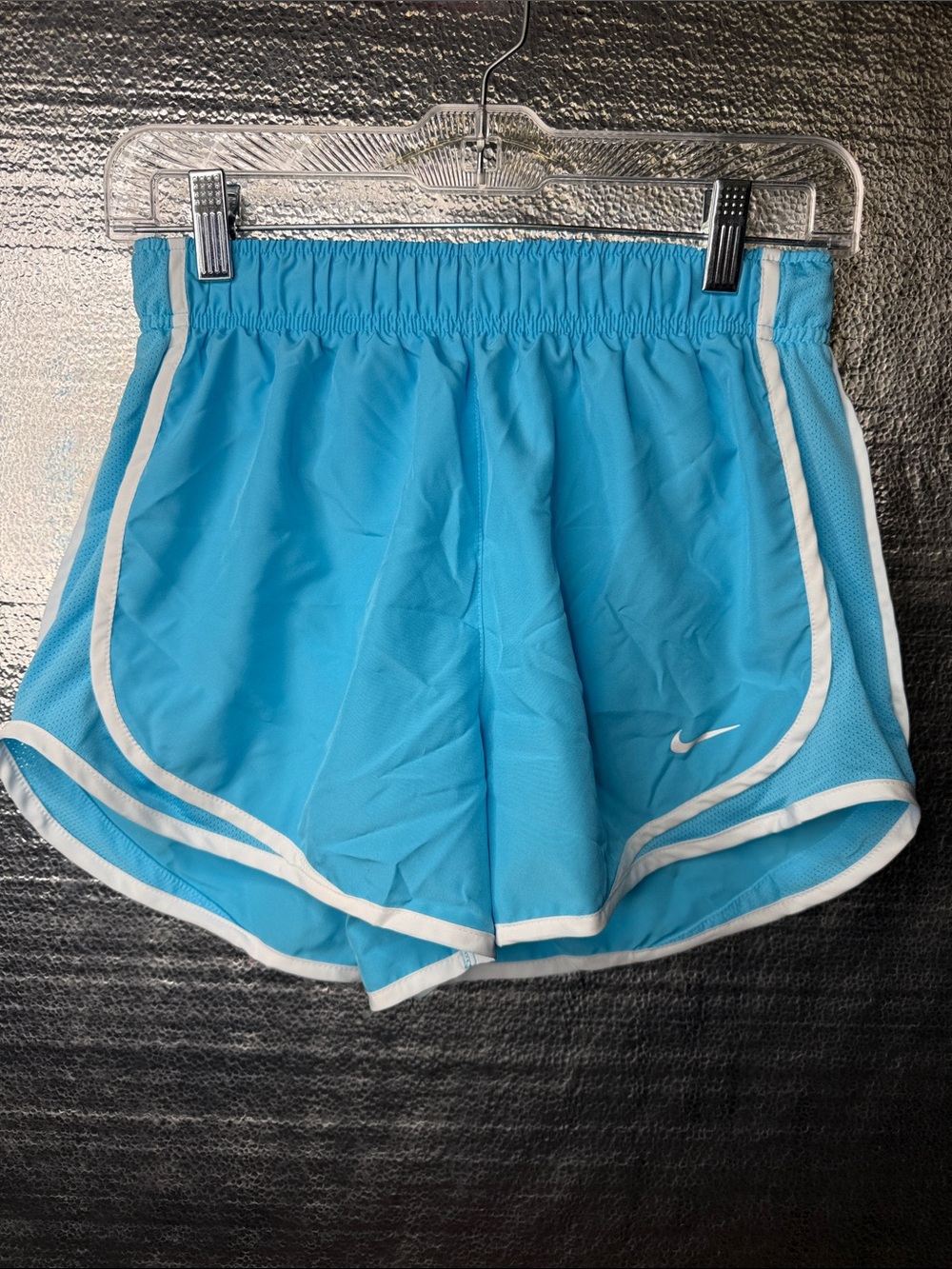 Nike Women's Light Blue Athletic Shorts with White Trim
